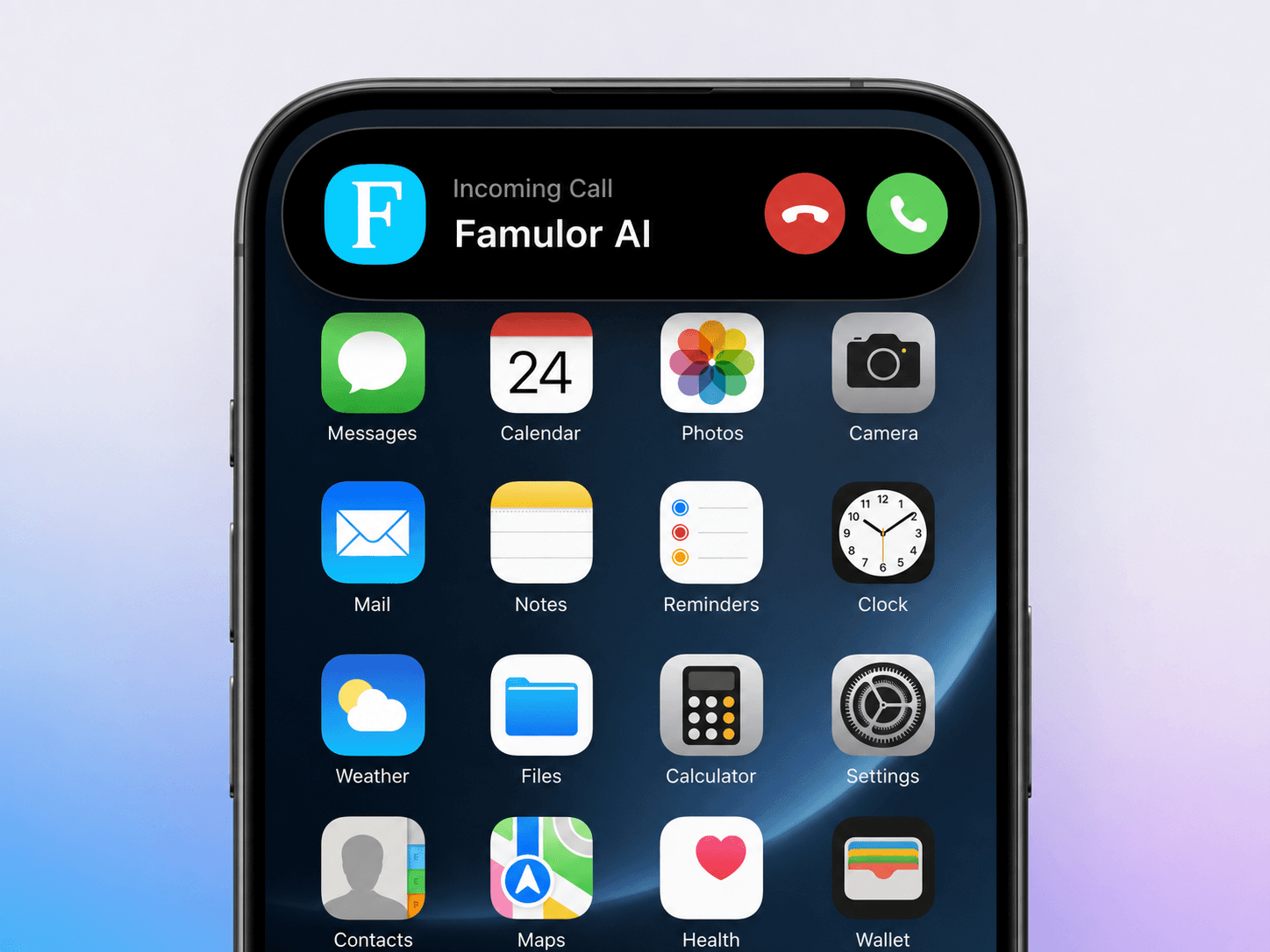 Famulor AI incoming call on a smartphone